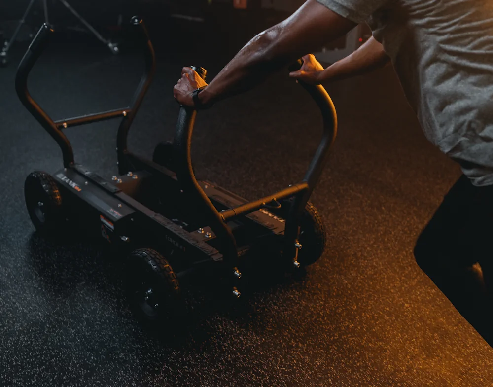 Man pushing against Torque machine